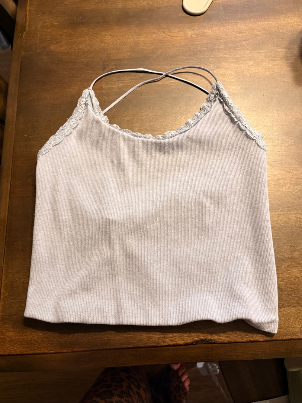 Lace-Trim Crossback Tank Top - periwinkle